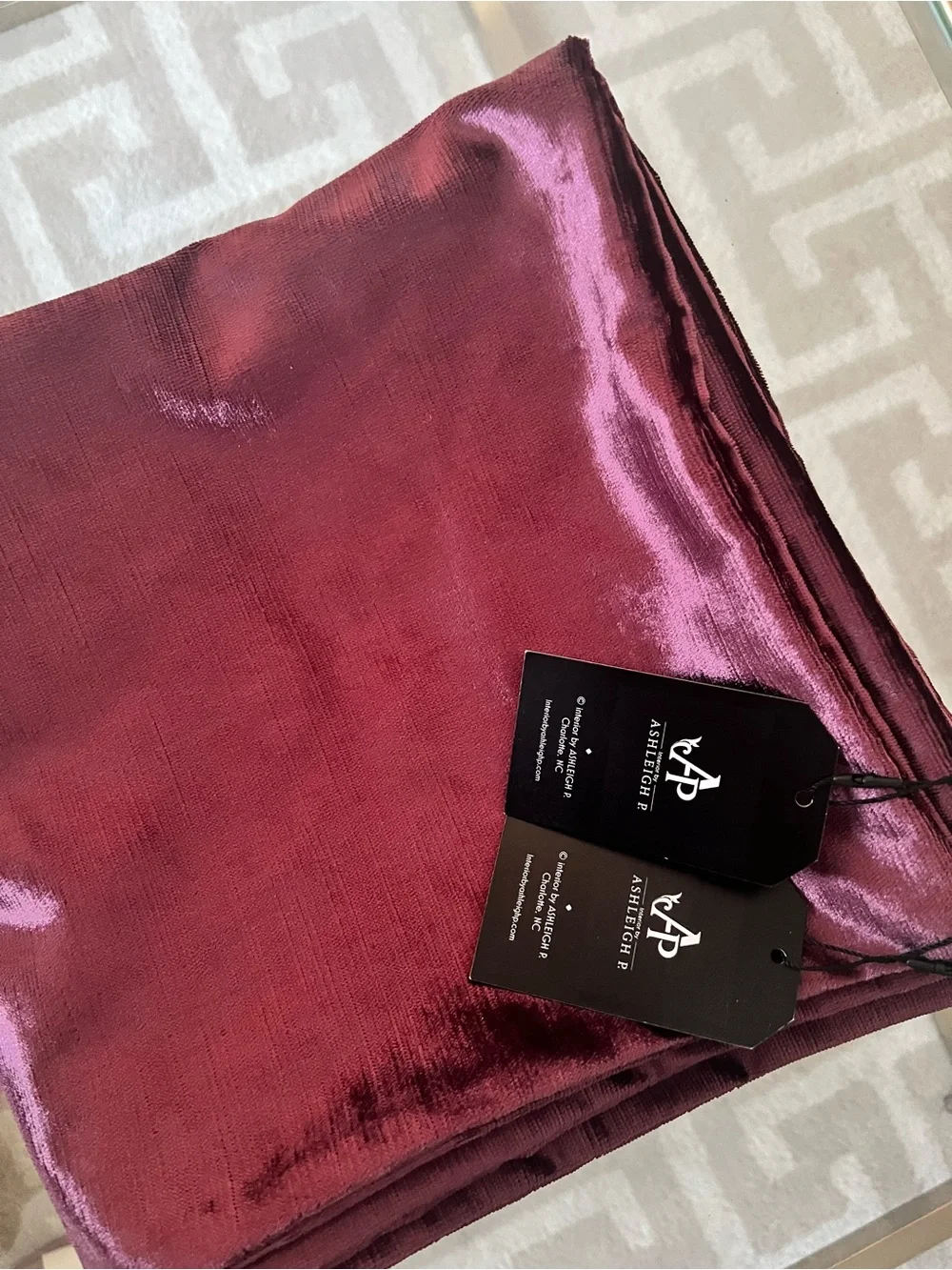 Luxury Velvet Throw Pillow Cover 22” - Wine Red
